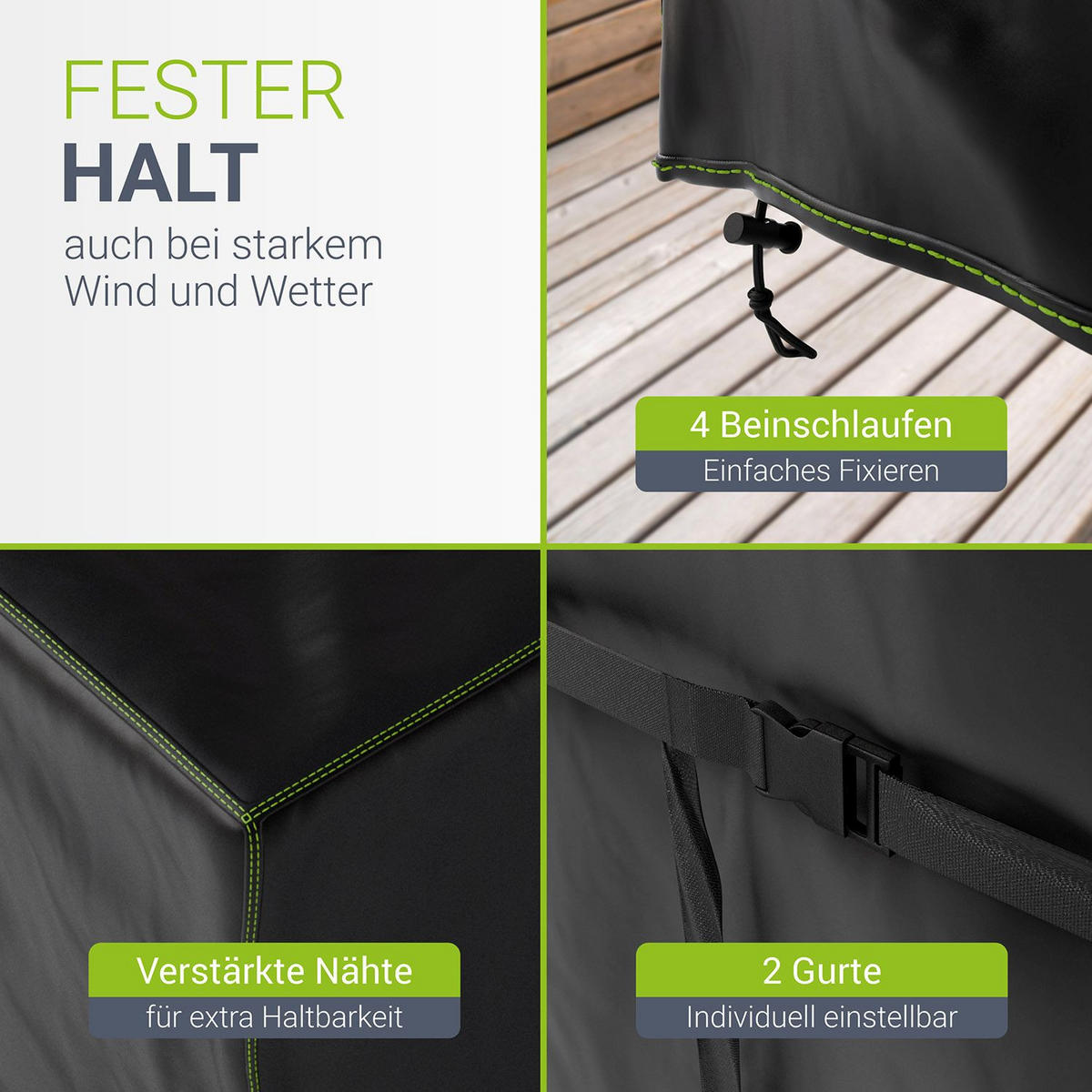 GARTENMÖBELABDECKUNG CoverSafe Pro schwarz - Schwarz, Kunststoff (200/90/200cm) - Juskys