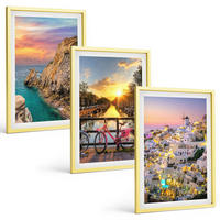 BILDER SET 3er Set - 40x60 cm Goldrahmen - Sonnenuntergang am Meer - Goldfarben, Kunststoff (40/60cm) - TULUP