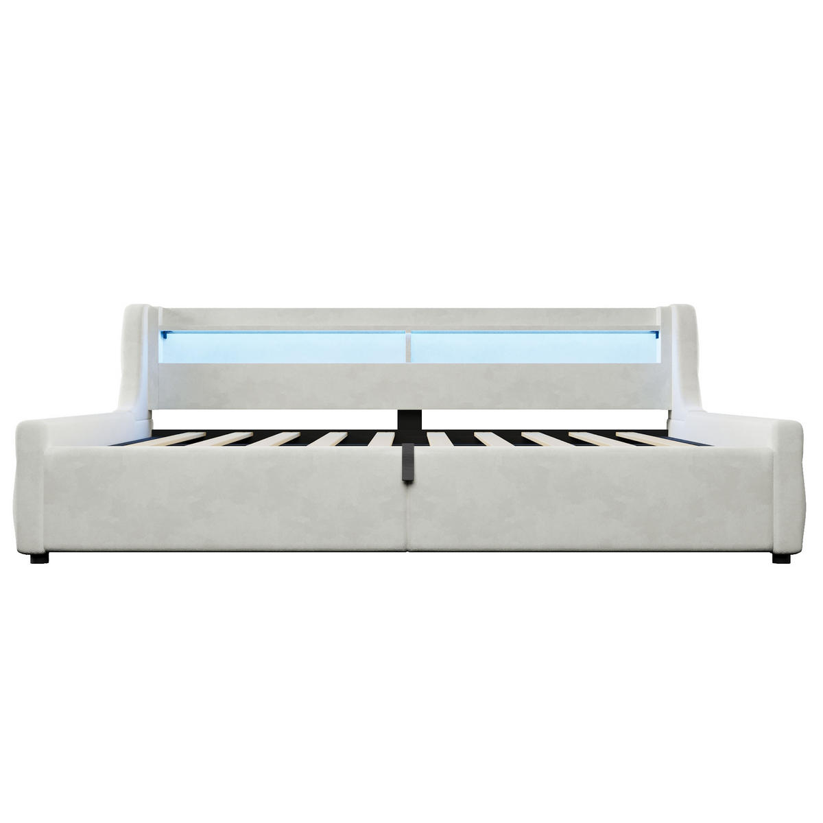 POLSTERBETT 140/200 cm in Off White mit Bettkasten und LED - Weiß, Holzwerkstoff/Textil (140/200cm) - CHICFURN