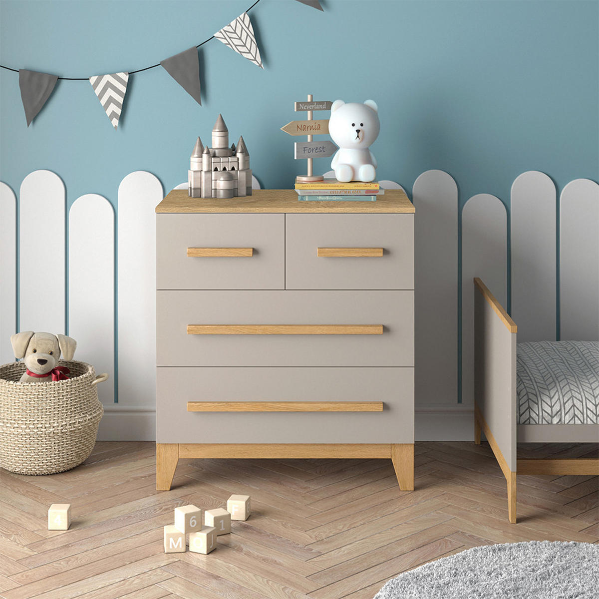 KOMMODE Malia Cashmere-Eiche 80 x 88 cm mit 4 Schubladen - Kaschmir, Holzwerkstoff (80/88/53.4cm) - VitaliSpa