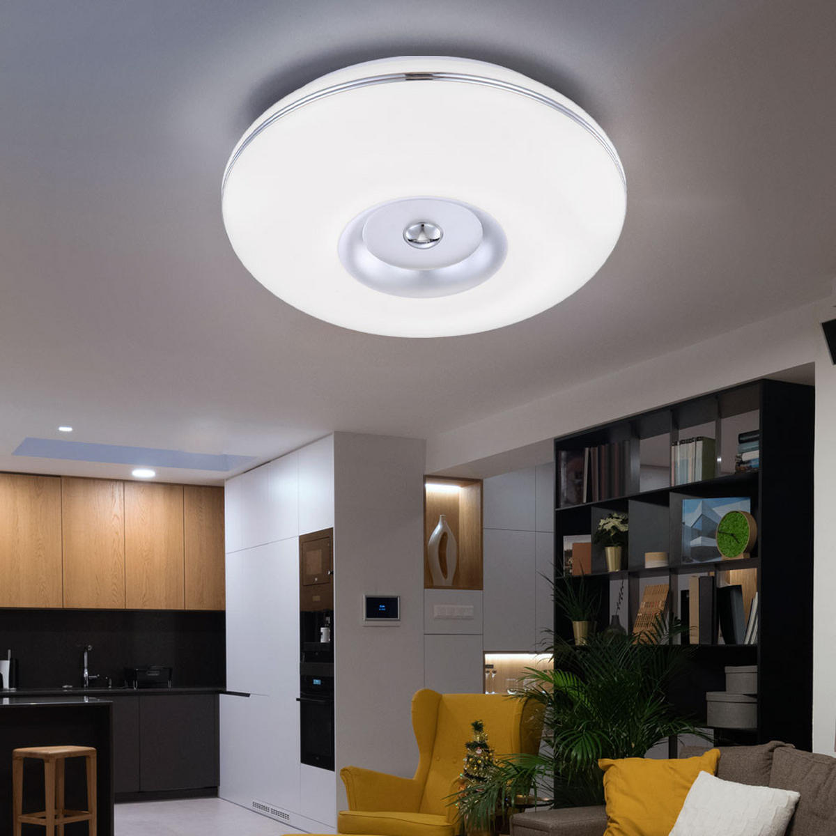 LED DECKENLEUCHTE BOMBA Nickel Matt Weiß - Weiß, Metall (34/34/8.7cm) - Globo Lighting