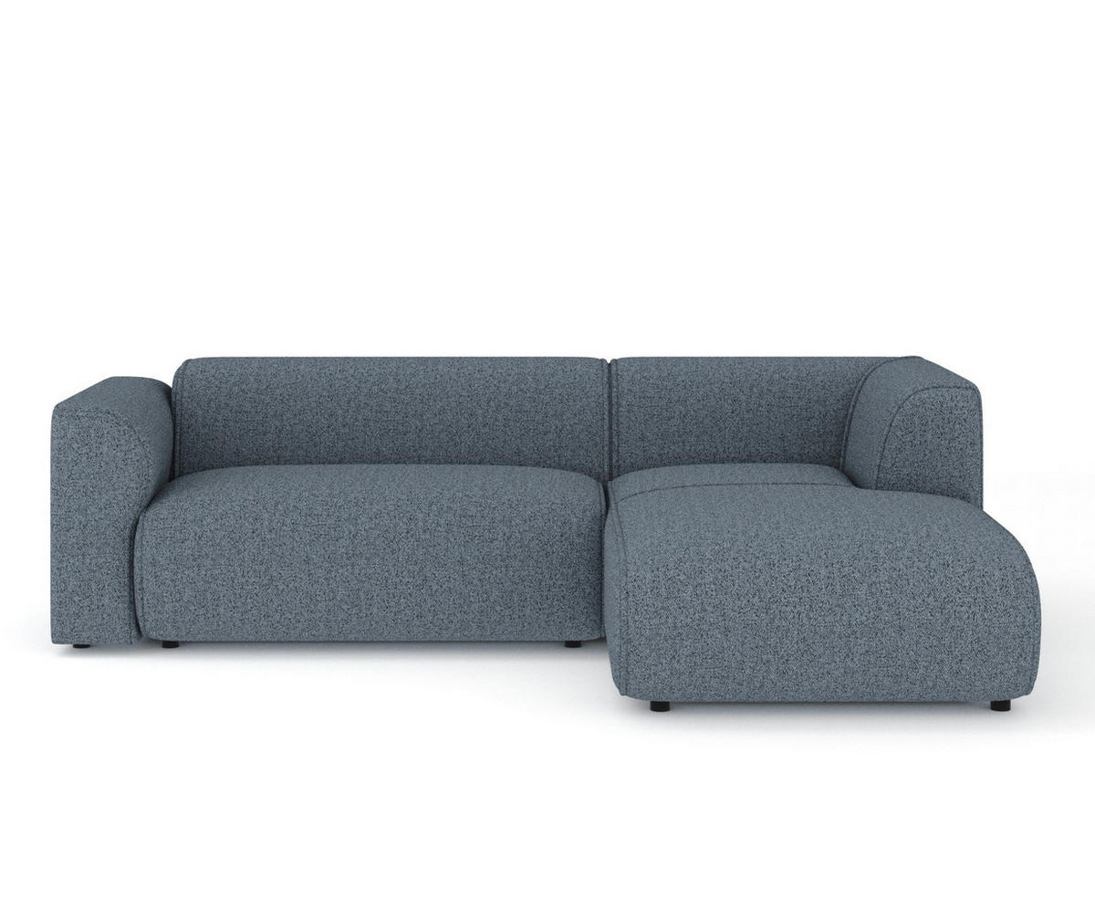 ECKSOFA Melani Blau grau Webstoff - Rechts Seite - Schwarz/Dunkelblau, Holz/Holzwerkstoff (162/256cm) - Maison de Reve