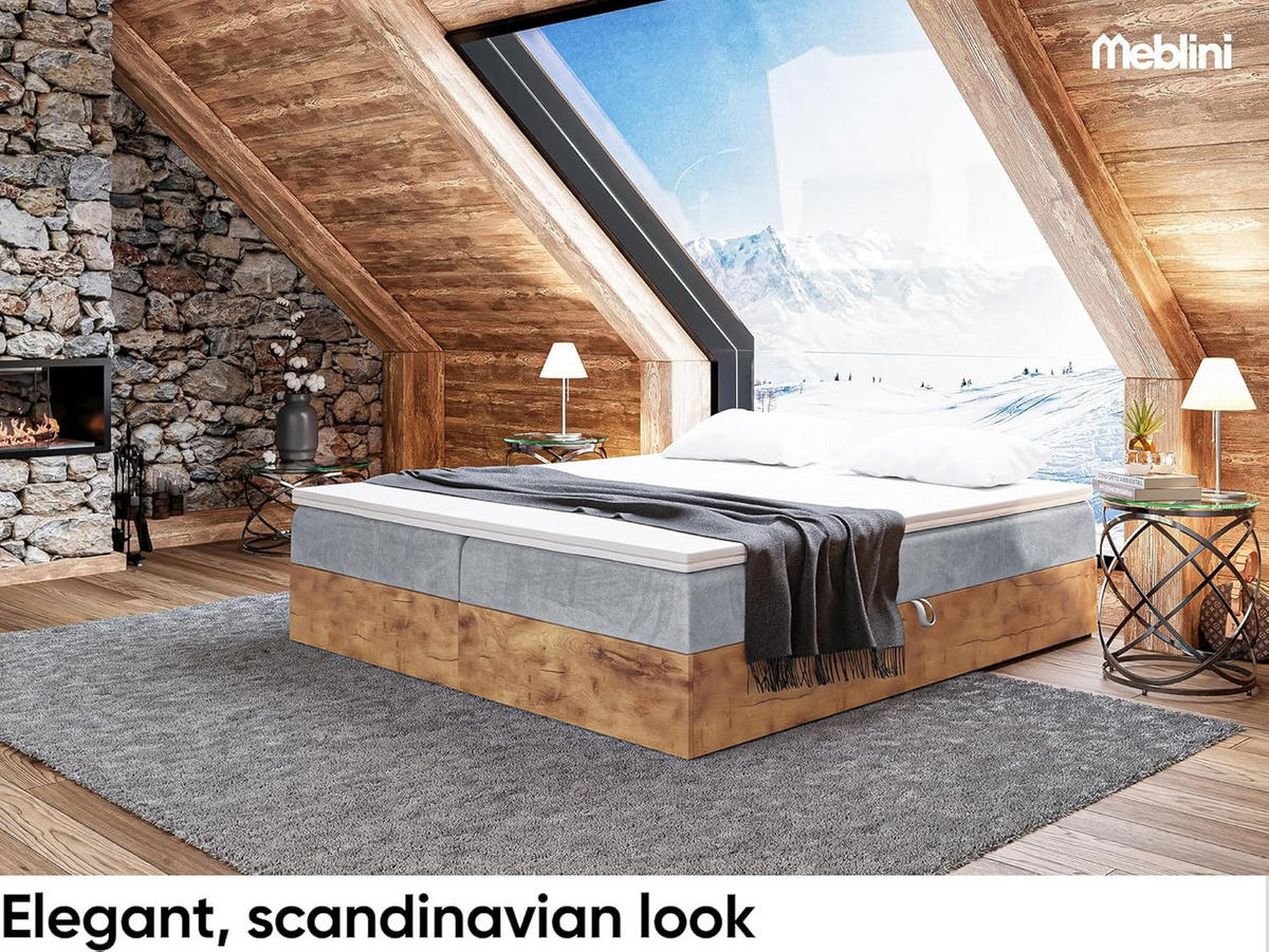 BOXSPRINGBETT LOFTY BOX - Grau, Holzwerkstoff (160/220cm) - Meblini