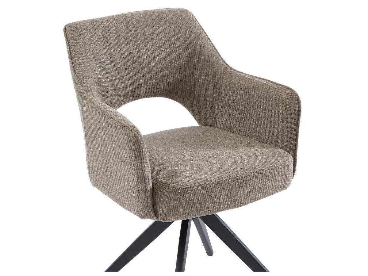 BÜROSTUHL Drehstuhl mit Armlehnen 2er-Set - Stoff & Metall - Taupe - KONYA - Braun, Textil (59/84/58cm) - Vente-Unique