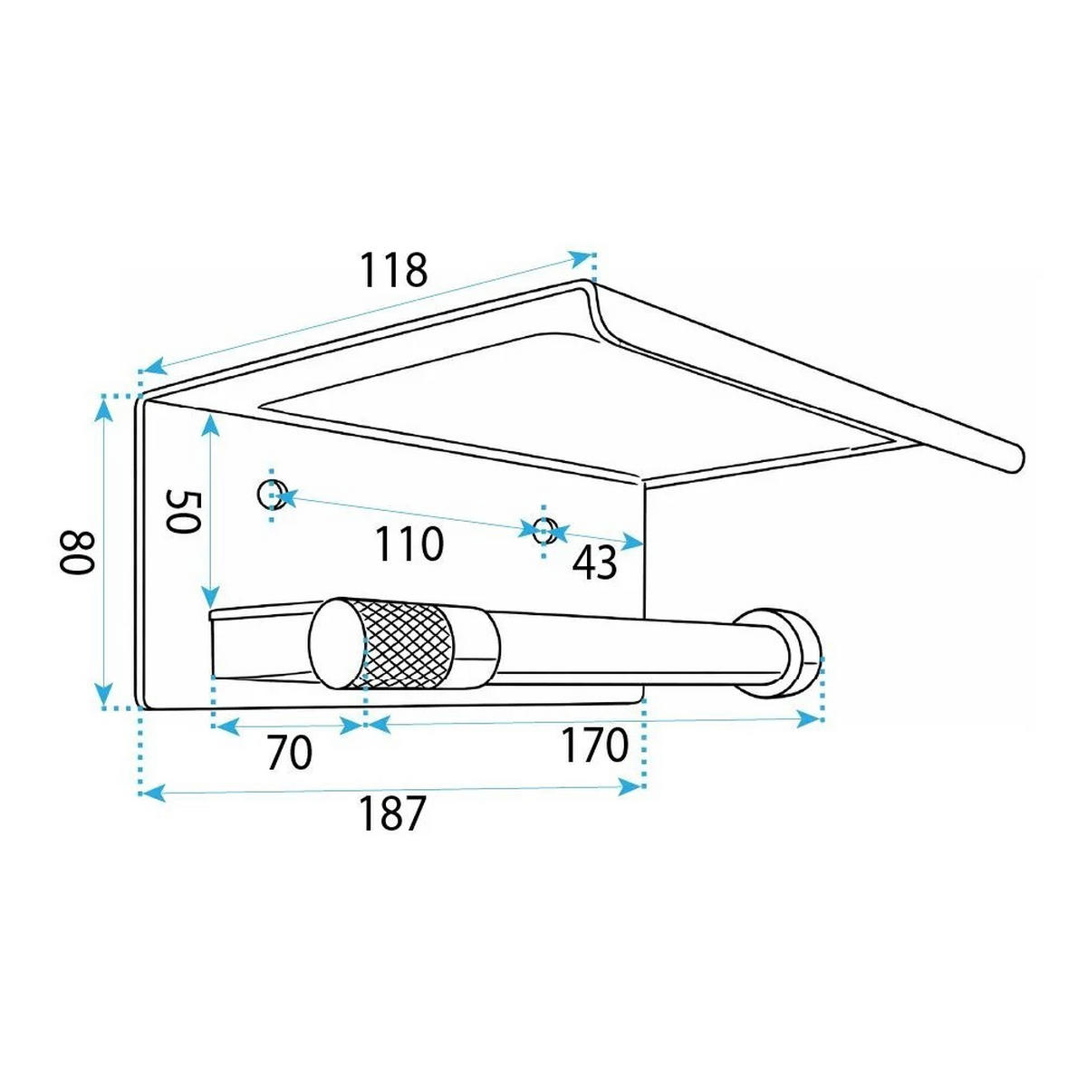 TOILETTENPAPIERHALTER Rea Mit Ablage 39105a Ori Titan - Titanfarben, Metall (18.7/8/11.8cm) - REA