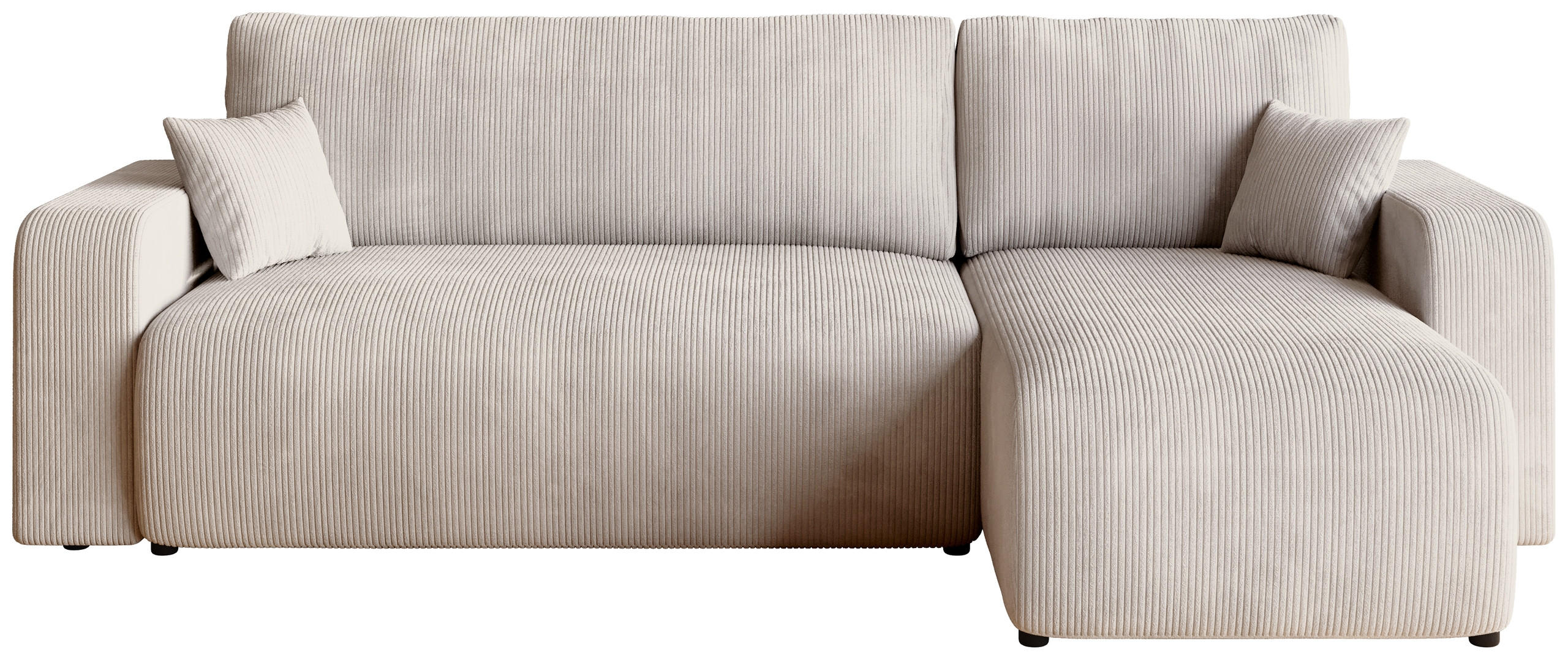ECKSOFA PUMI mit Schlaffunktion Vanille Cord - Creme, Textil (244/148cm) - Bromarkt