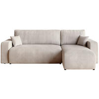 ECKSOFA PUMI mit Schlaffunktion Vanille Cord - Creme, Textil (244/148cm) - Bromarkt