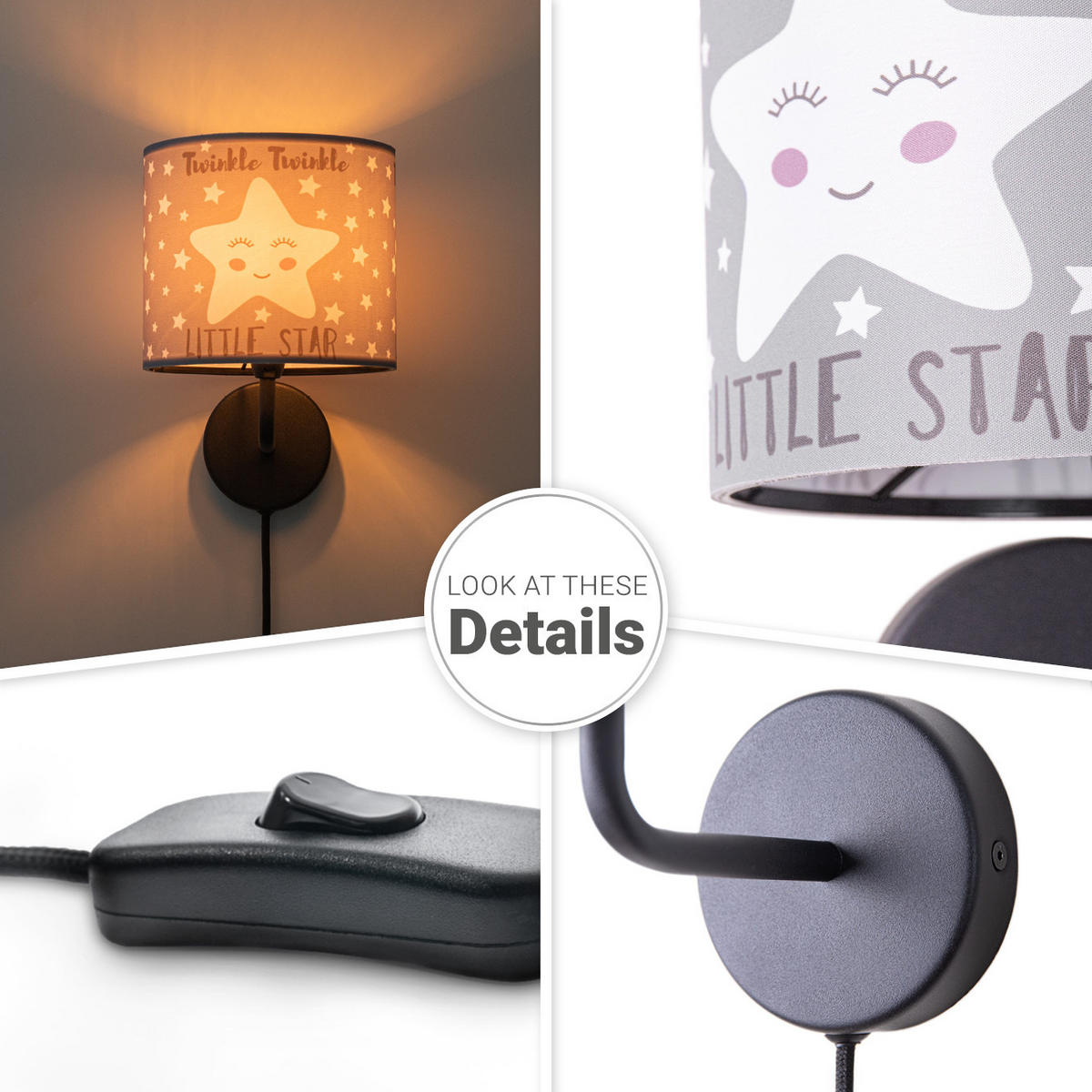 KINDERZIMMERLAMPE Luca Wl Ale 105 - Grau, Metall (18/26.9/20.9cm) - Paco Home