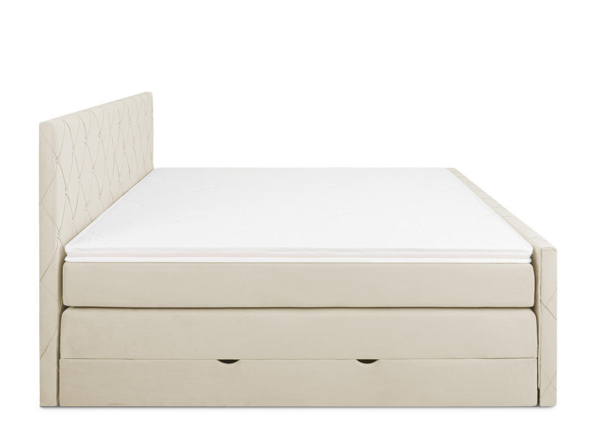 BOXSPRINGBETT Dubai Beige 160 /200 cm H3/H4 Samt - Beige, Textil (160/200cm) - wonello