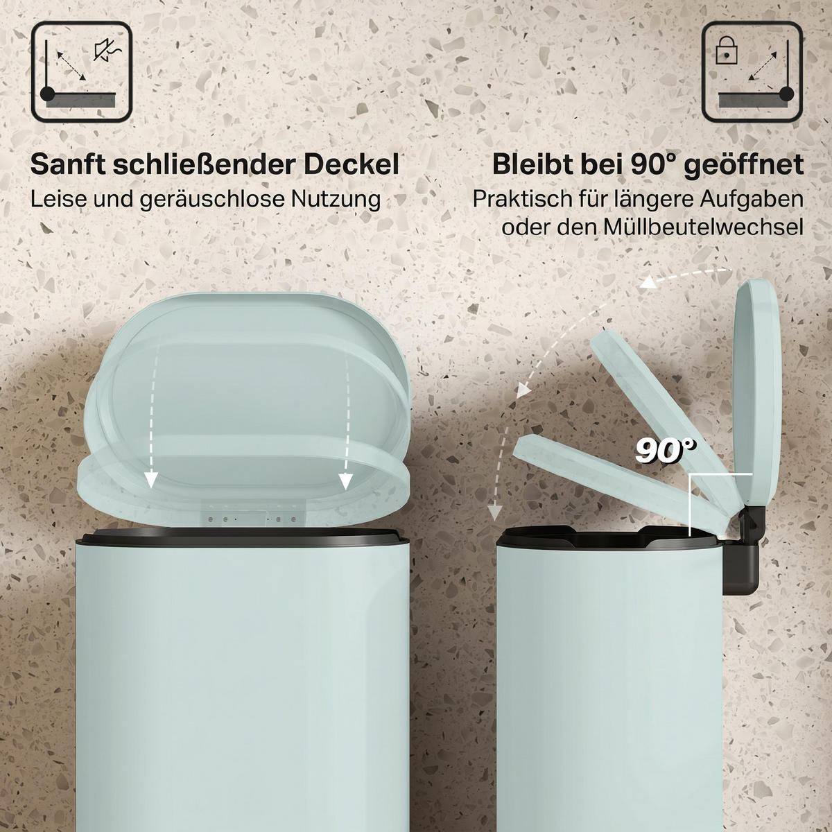 MÜLLEIMER Metall Kunststoff Grün - Grün, Metall (31/61/36.5cm) - HOMCOM