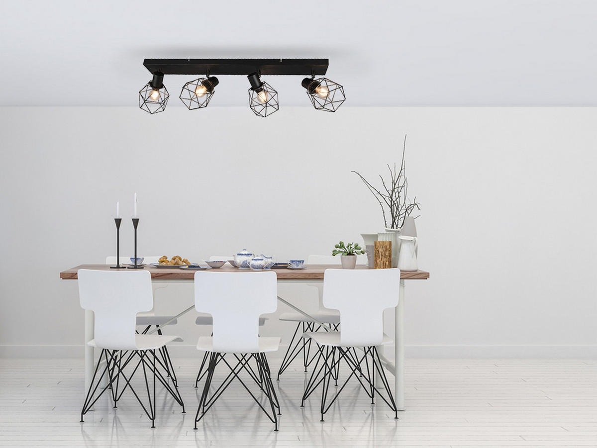 DECKENSTRAHLER 4-flammig Industrial Schwarz, Breite 70cm - Schwarz, Metall (9/70/14cm) - meineWunschleuchte