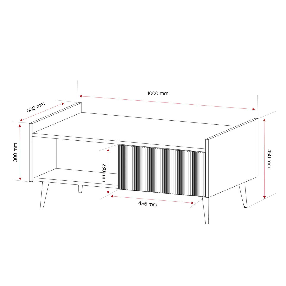 COUCHTISCH SCALA 100/60/45 cm Rechteckig, Kaschmir - Kaschmir/Schwarz, Holzwerkstoff/Metall (60/100/45cm) - Idohome