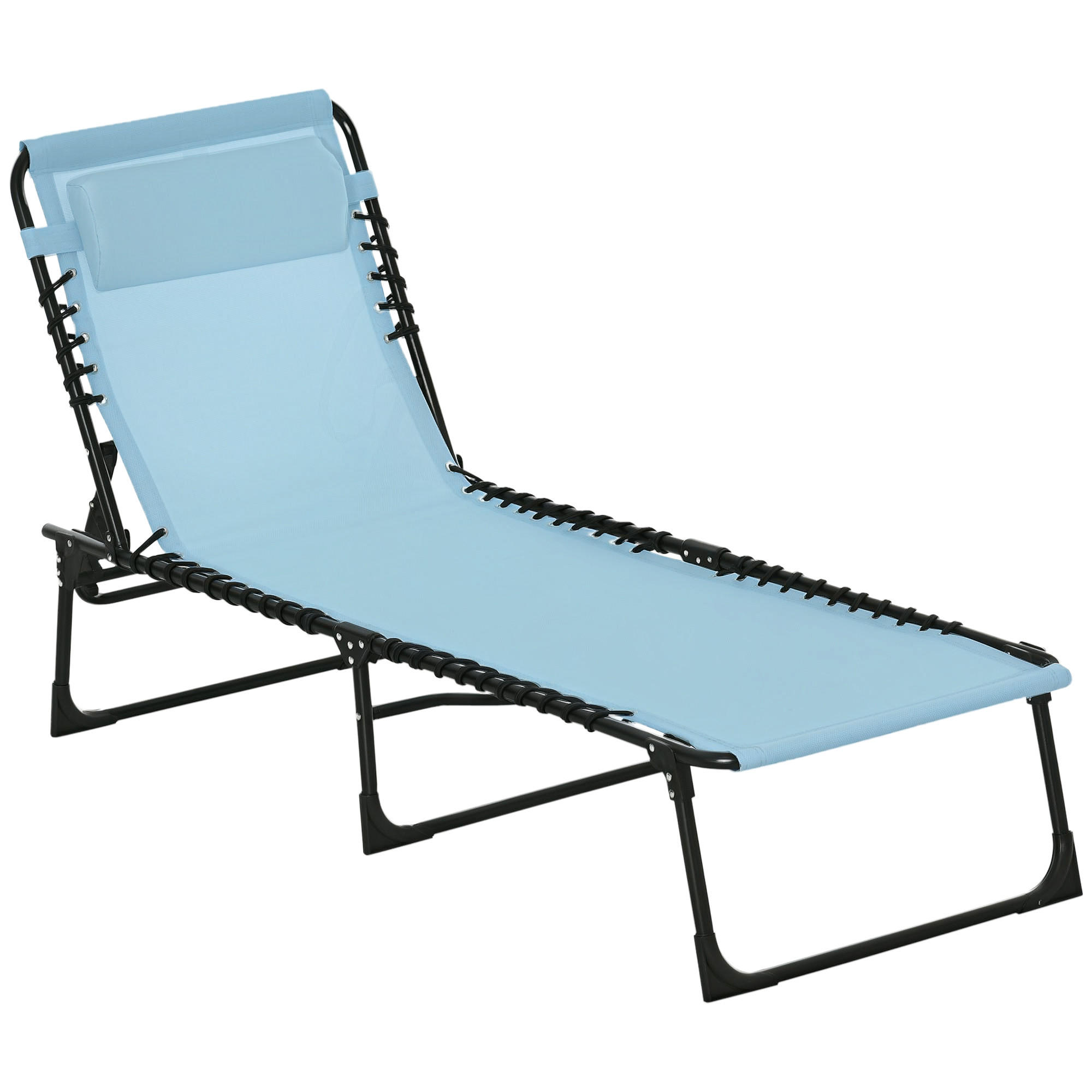 SONNENLIEGE Klappbare 4-fach verstellbar Stahlrahmen 189 x 58 x 30 cm ,Blau - Grün, Metall (58/30/189cm) - Vallsero