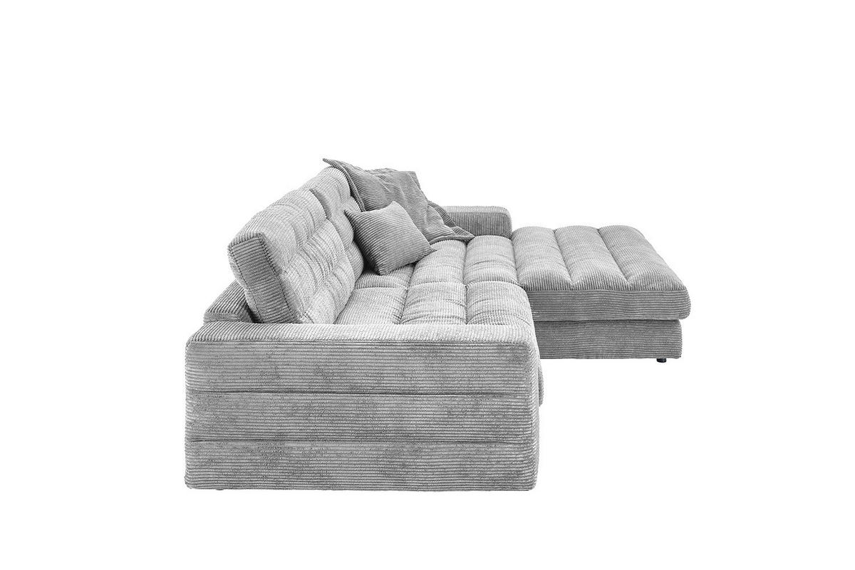 ECKSOFA LANA SOFA Hellgrau Cord - Hellgrau/Schwarz, Textil (296/205cm) - KAWOLA