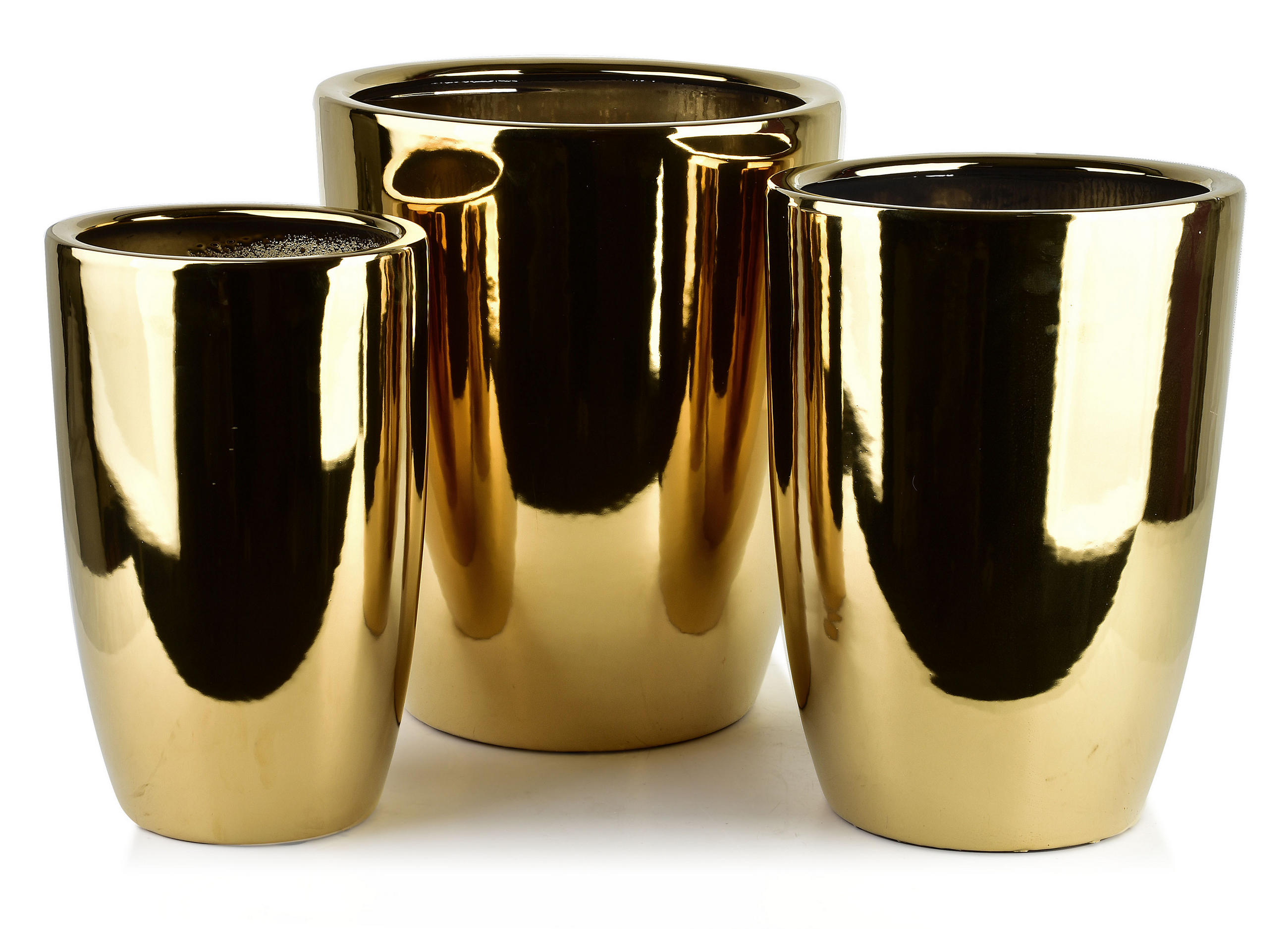 BLUMENTOPF Neva 3er Set Gold 37.5/37.5/30.5 cm Keramik - Goldfarben, Keramik (37/45.5/37cm) - Mondex