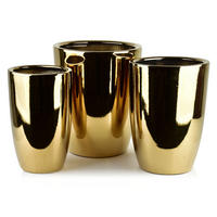BLUMENTOPF Neva 3er Set Gold 37.5/37.5/30.5 cm Keramik - Goldfarben, Keramik (37/45.5/37cm) - Mondex