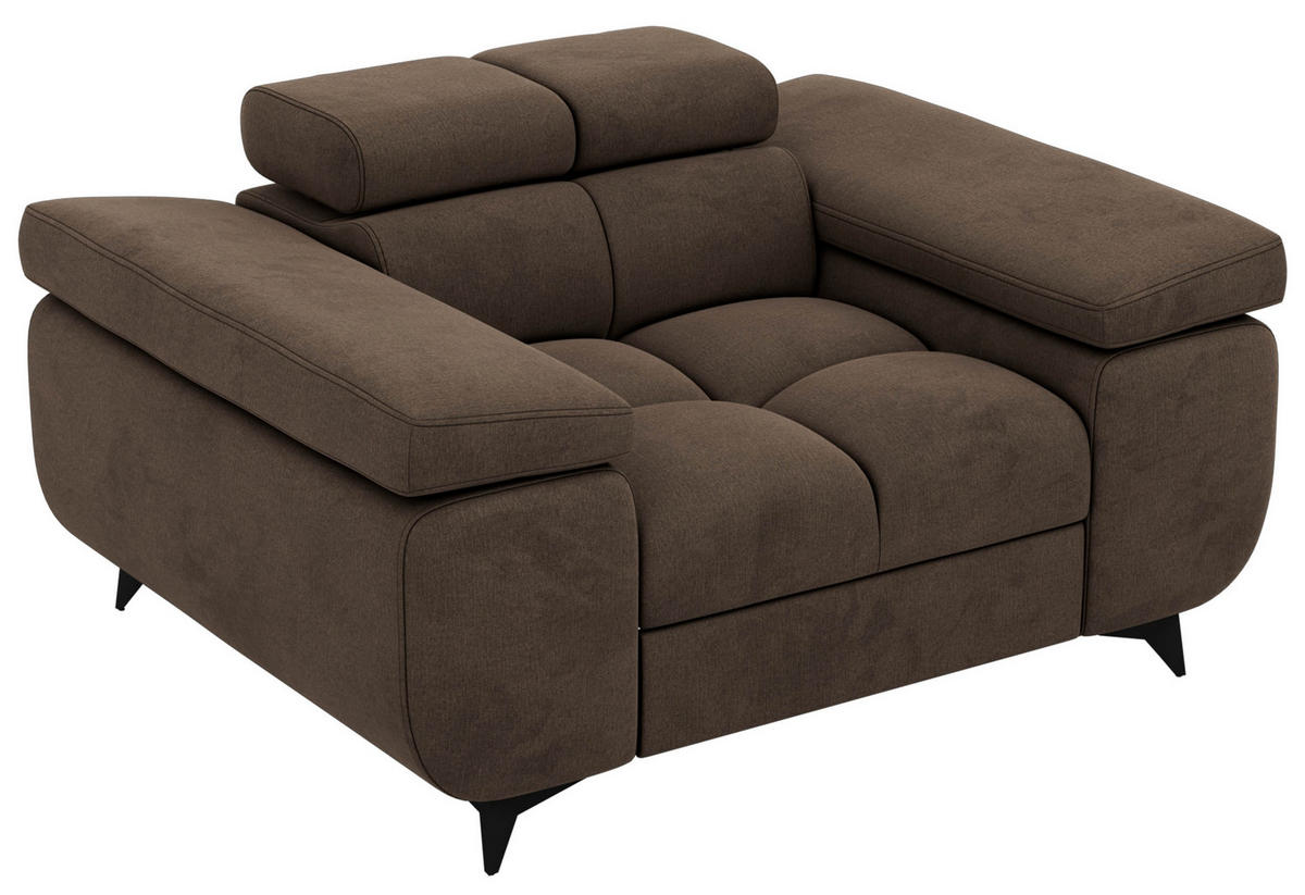 SESSEL NIDELLO - Braun Velvet - Schwarz/Braun, Textil/Metall (130/70/97cm) - MKS