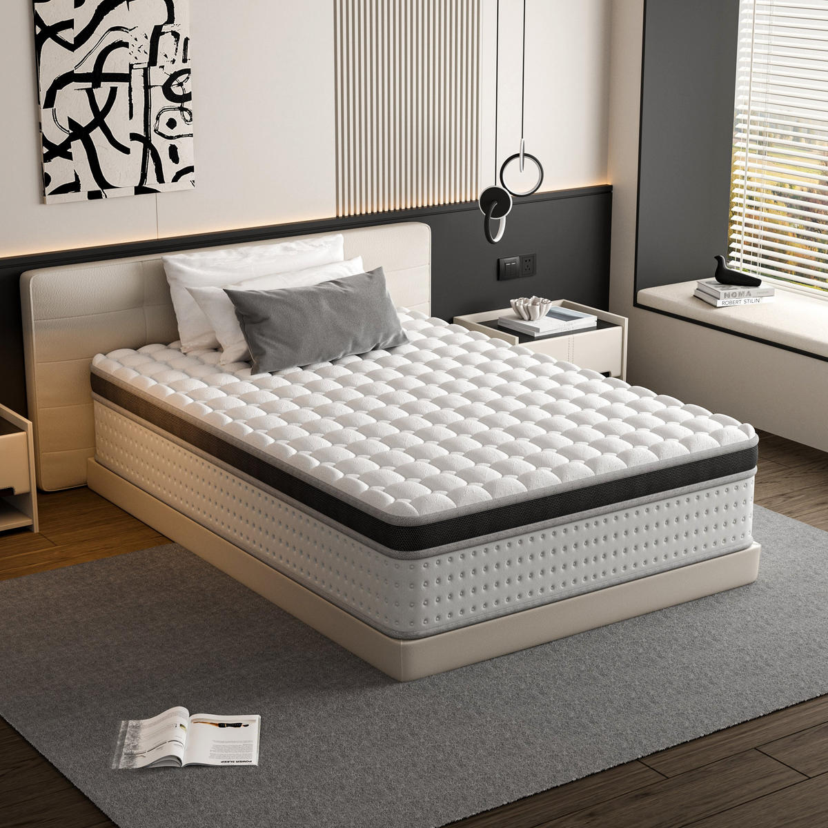 TASCHENFEDERKERNMATRATZE komfortabel, 120/190 cm, Höhe ca.: 30 cm, viskoelastische Schaumschicht - Multicolor, Textil (120/190cm) - TEENO