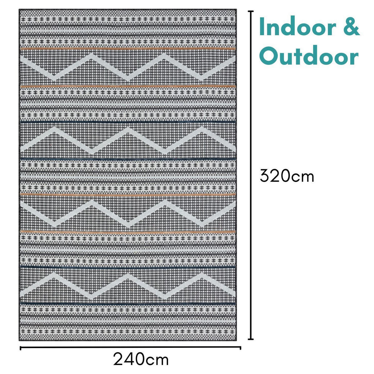 OUTDOORTEPPICH Johnny Anthrazit,Weiß,Rostfarben 240/320 cm - Anthrazit, Textil (240/320cm) - My-Rug