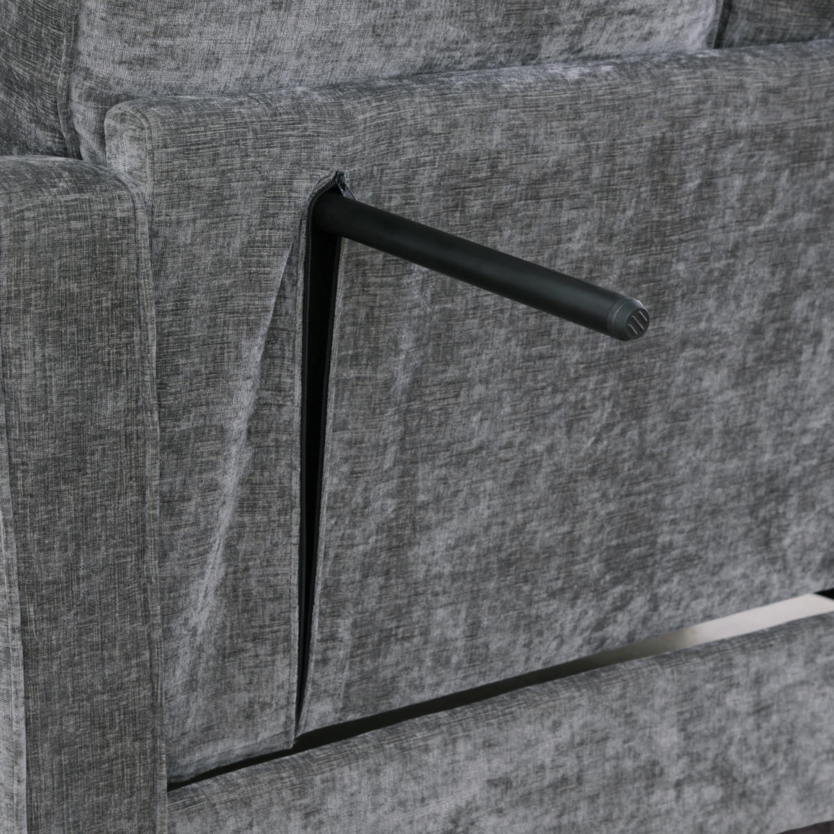 SOFA Chenille Dunkelgrau mit Hocker und Stauraum - Dunkelgrau, Holzwerkstoff/Kunststoff (132/93/129cm) - WISHDOR