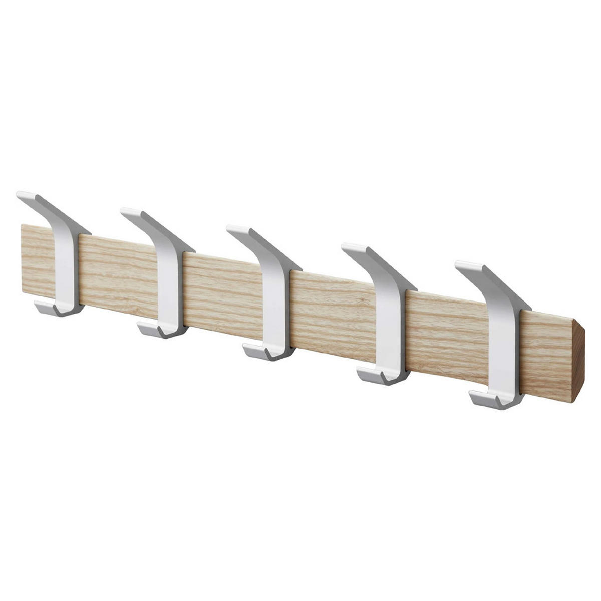 GARDEROBENLEISTE Rin naturfarben 50/10/6 cm mit 5 Haken - Weiß, Holz (6/10/50cm) - Yamazaki