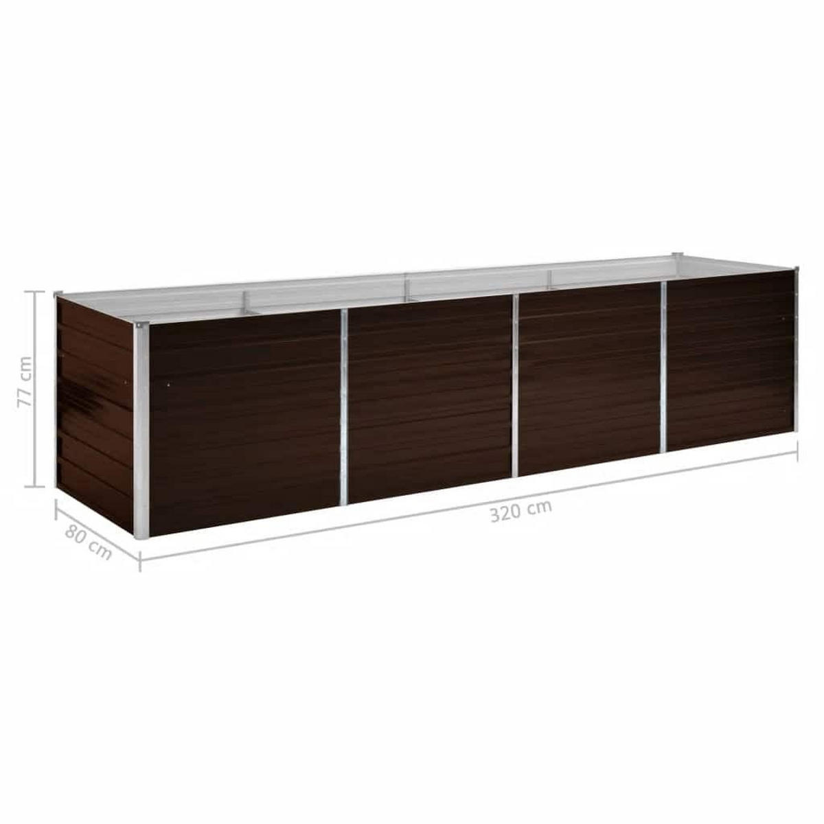 GARTEN-HOCHBEET Braun 320/80/77 Cm Verzinkter Stahl - Braun, Metall (80/77/320cm) - vidaXL