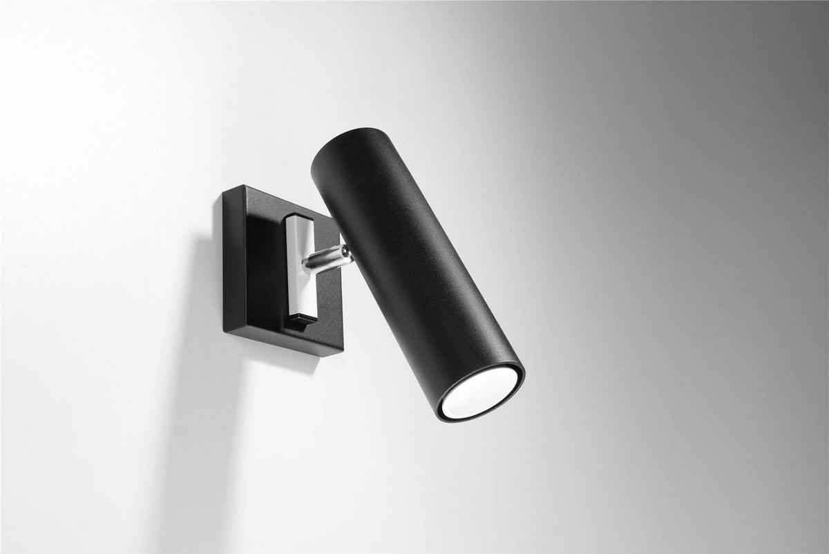 WANDLEUCHTE Stahl Schwarz Beweglicher Strahler - Schwarz, Metall (18/18/20cm) - Sollux Lighting