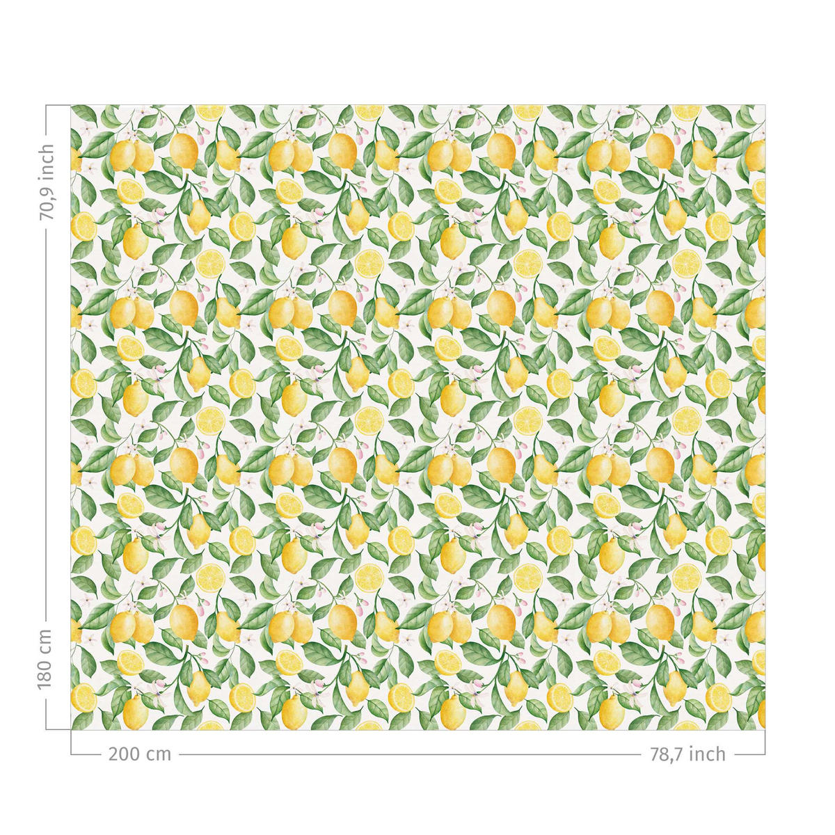 DUSCHVORHANG Aquarell Zitronen und Blüten Muster 200/180 cm - Gelb, Textil (200/180cm) - Bilderwelten