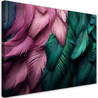 LEINWANDBILD Rosa Federn 120x80cm - Grün, Textil (120/80cm) - Feeby