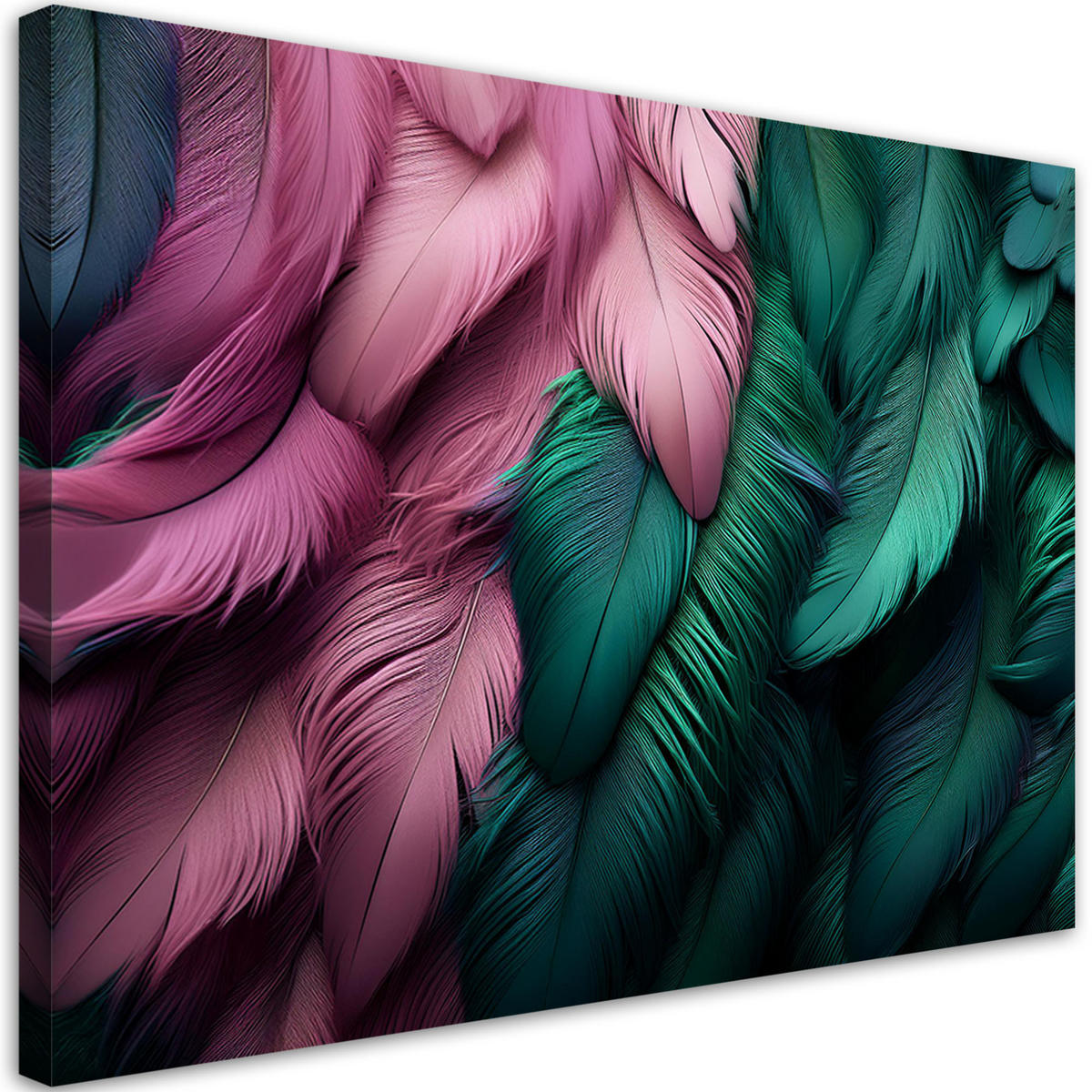 LEINWANDBILD Rosa Federn 120x80cm - Grün, Textil (120/80cm) - Feeby