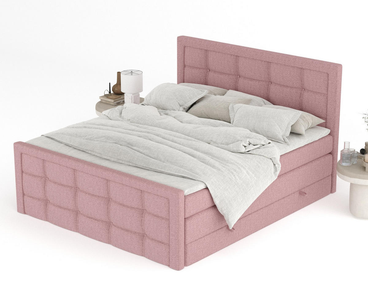 BOXSPRINGBETT Ambrosia Rosa 160/200 cm - Schwarz/Rosa, Holz/Holzwerkstoff (160/200cm) - Maison de Reve