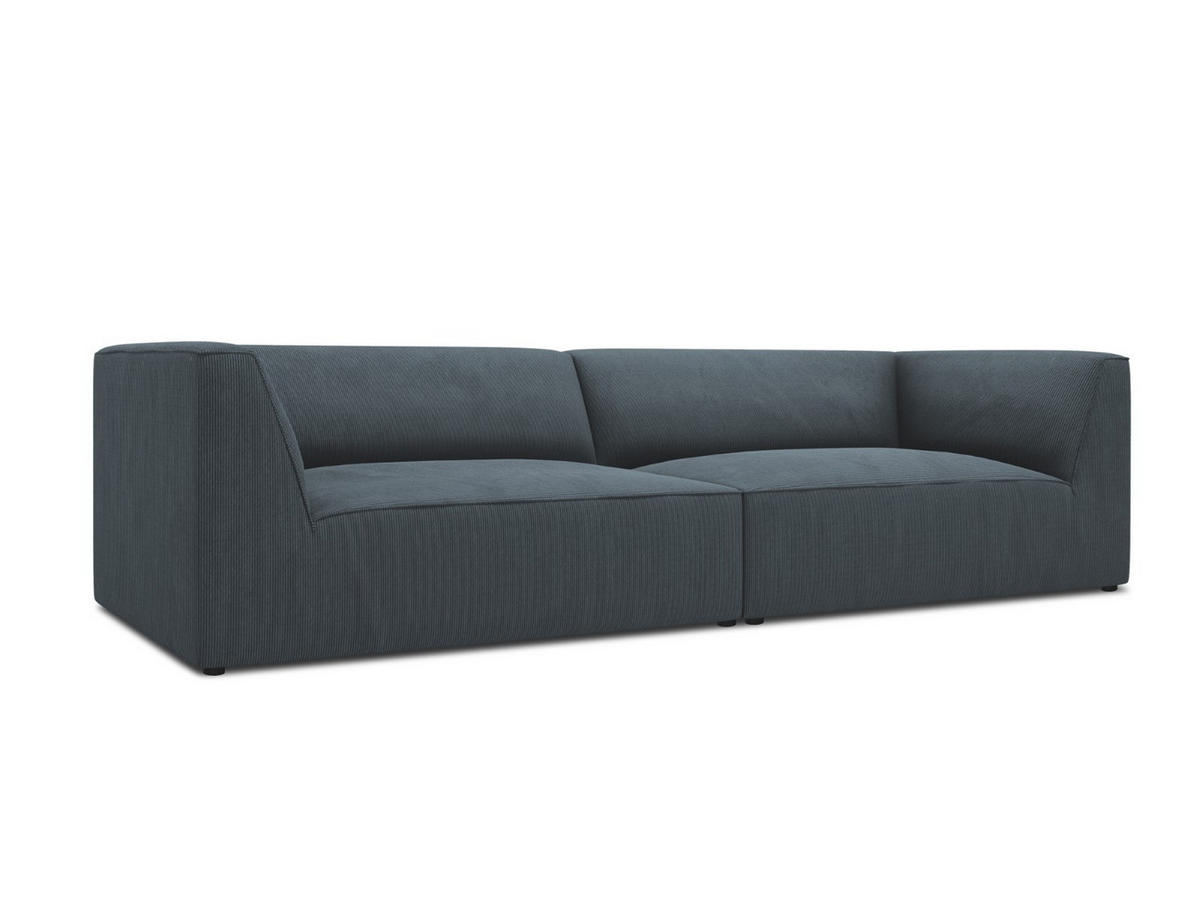 SOFA Ruby aus Cord blau 4 Sitzplätze - Blau, Textil (93/69/302cm) - Micadoni