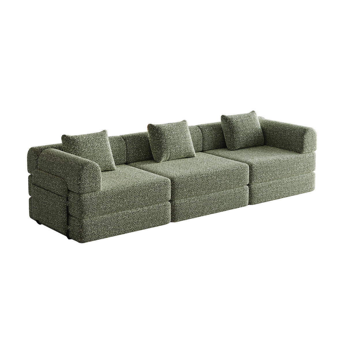 SITZGARNITUR 3-Sitzer, 2-in-1 mit Armlehnen-Staufach, DE-42730, Grün - Grün, Metall (183.5/69.8/91.4cm) - ComfortXL