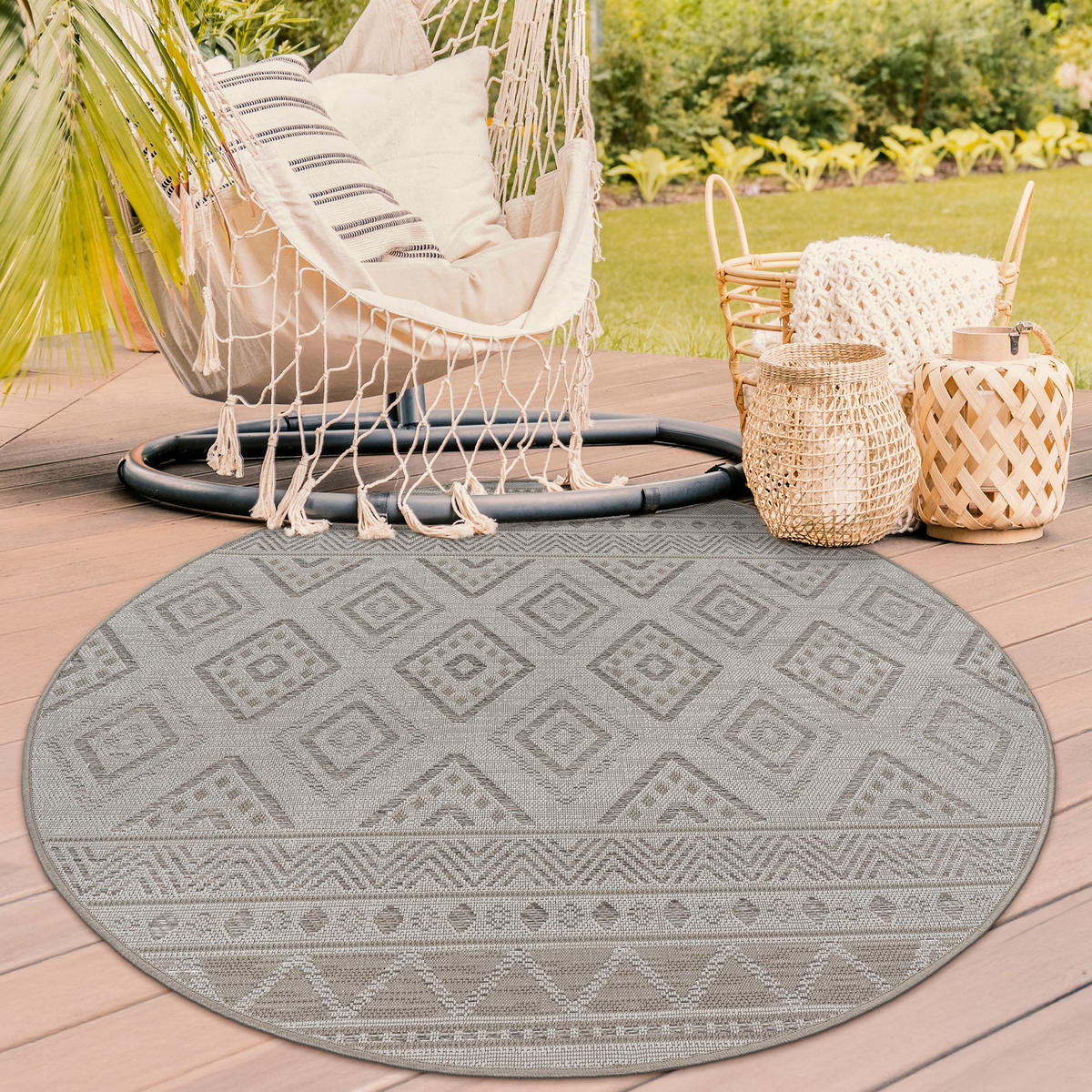 OUTDOORTEPPICH 120/120 cm Vermont 184 - Beige, Textil (120/120cm) - Paco Home