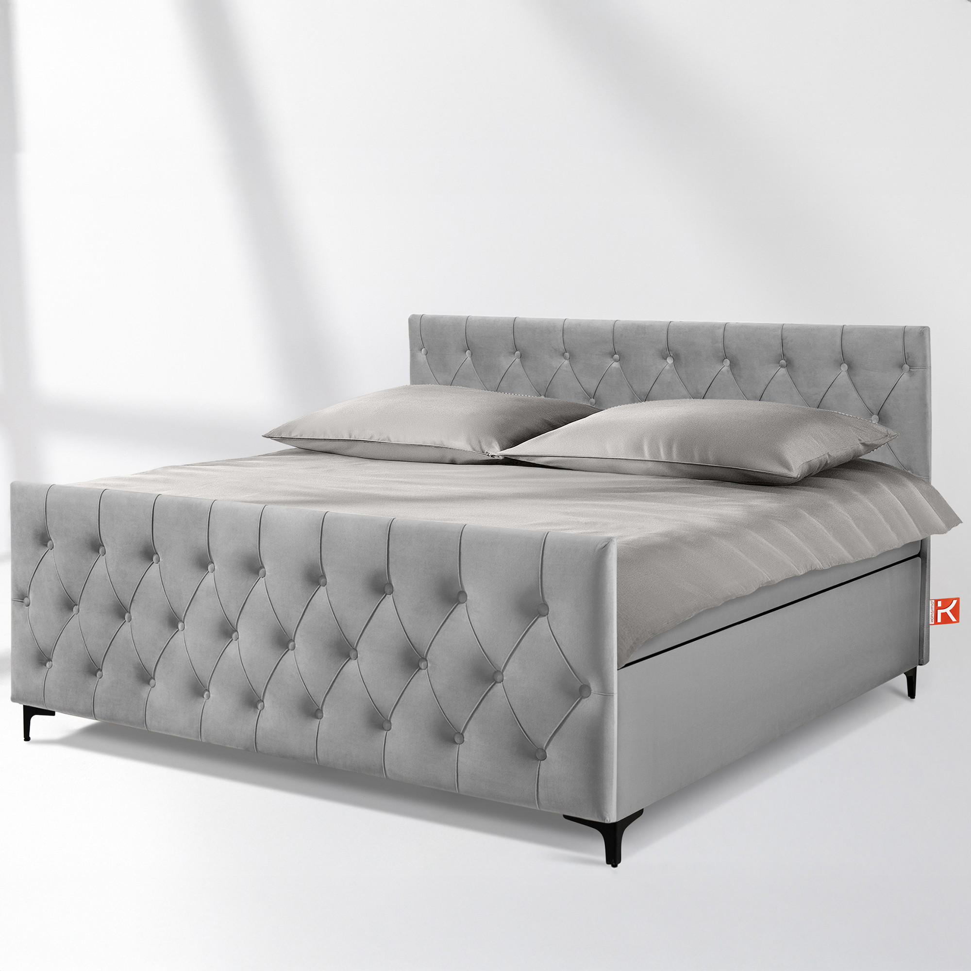 POLSTERBETT ARDEA, Hellgrau - Hellgrau/Schwarz, Holz/Holzwerkstoff (180/200cm) - KONSIMO®