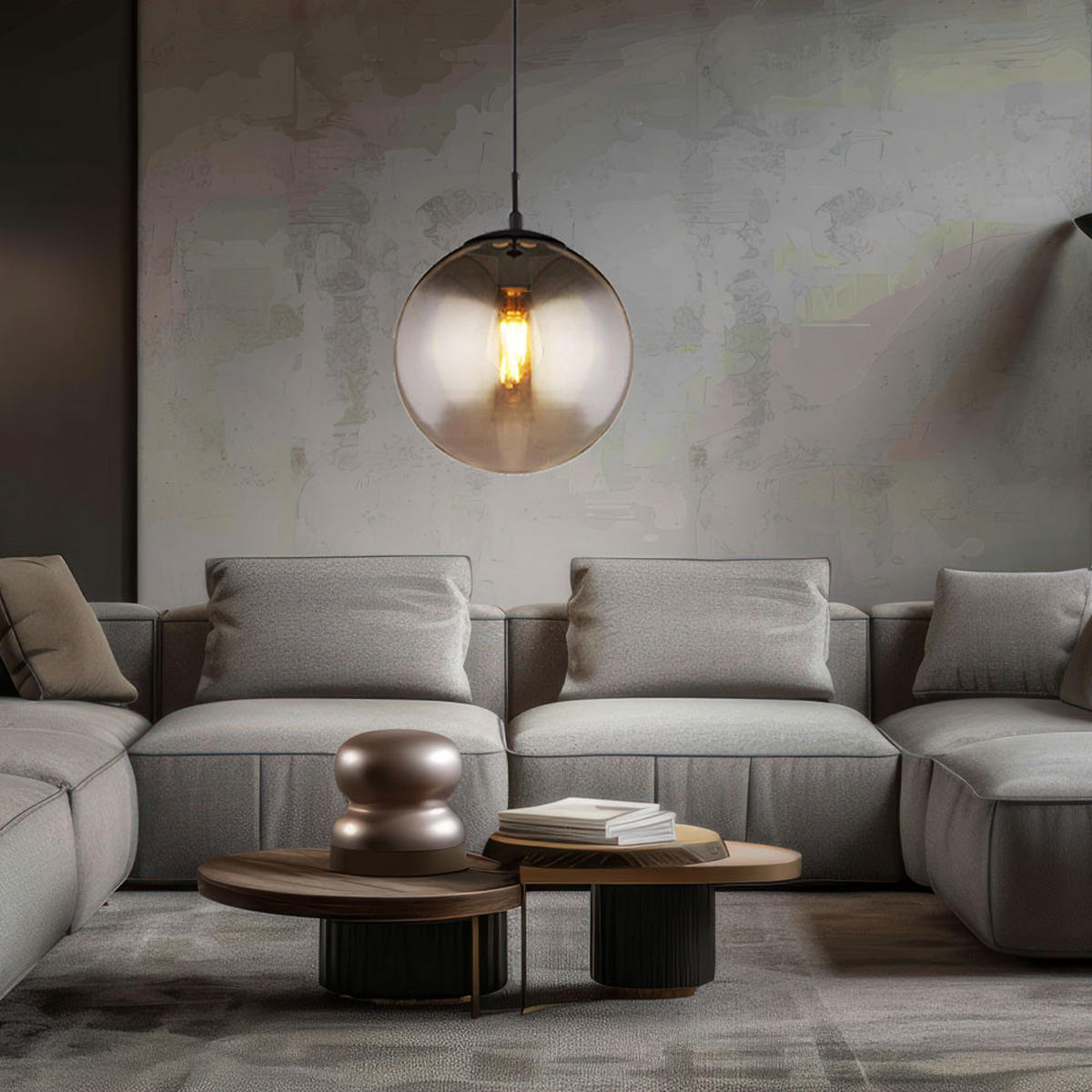 LED HÄNGELAMPE Glas Rauchfarben Schwarz Matt - Schwarz, Glas (30/30/120cm)