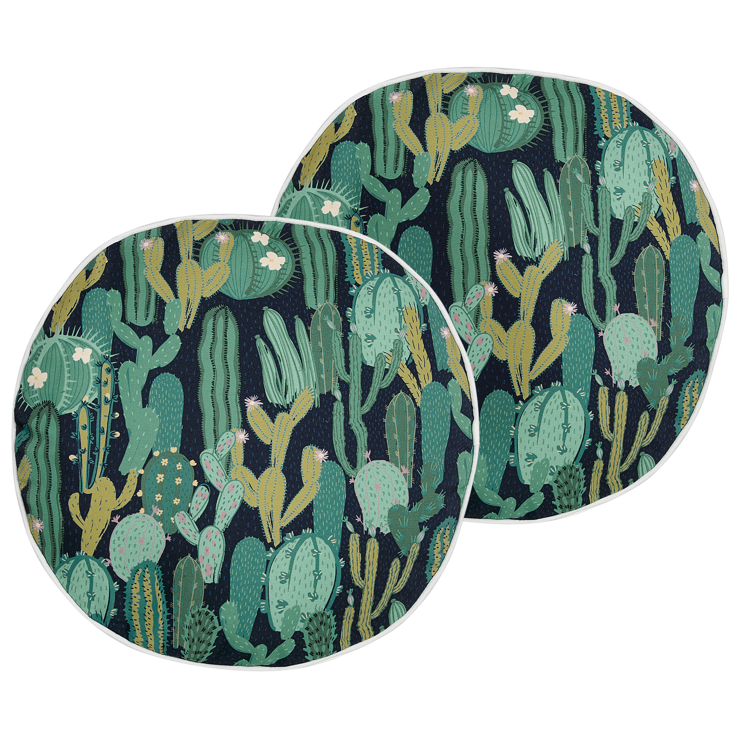 GARTENKISSEN 2er-Set Grün Kaktusmotiv 40 cm Bussana - Grün, Textil (40/40cm) - Beliani
