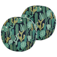 GARTENKISSEN 2er-Set Grün Kaktusmotiv 40 cm Bussana - Grün, Textil (40/40cm) - Beliani