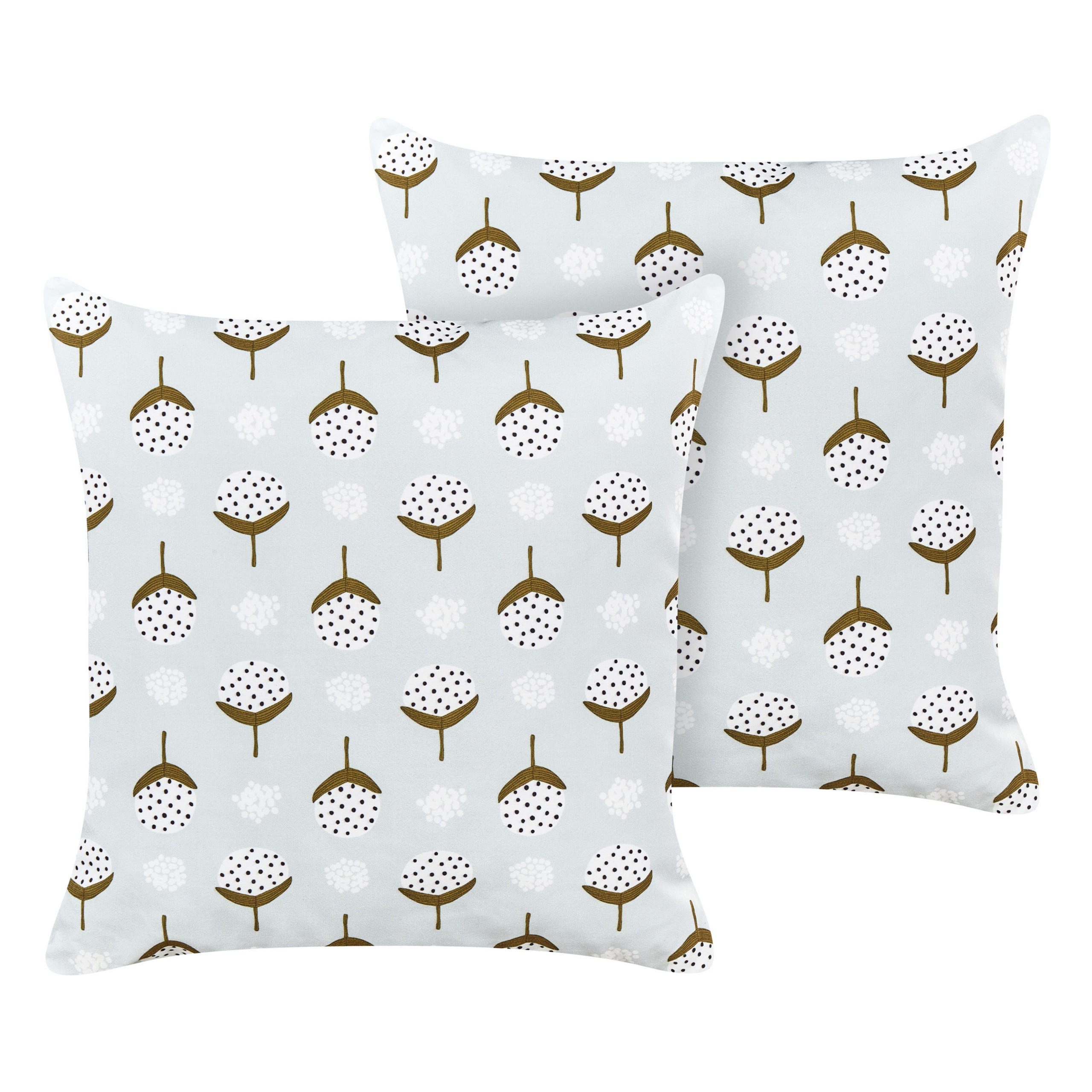 GARTENKISSEN 2er-Set geometrisches Muster hellgrün 45/45 cm Cuneo - Hellgrau, Textil (45/45cm) - Beliani