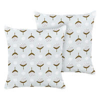 GARTENKISSEN 2er-Set geometrisches Muster hellgrün 45/45 cm Cuneo - Hellgrau, Textil (45/45cm) - Beliani