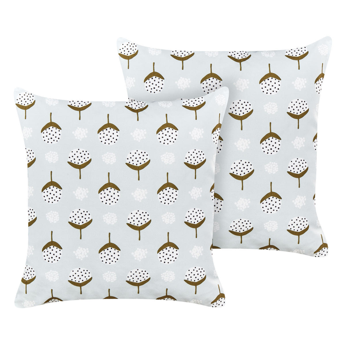 GARTENKISSEN 2er-Set geometrisches Muster hellgrün 45/45 cm Cuneo - Hellgrau, Textil (45/45cm) - Beliani