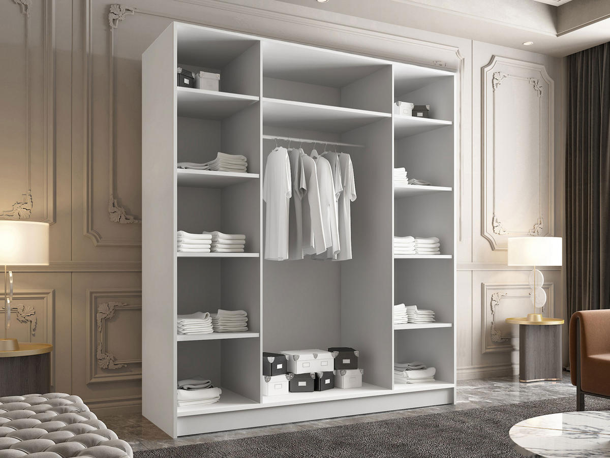 KLEIDERSCHRANK Santi I - Eichefarben/Schwarz, Holzwerkstoff/Metall (200/215/58cm) - MIRJAN24