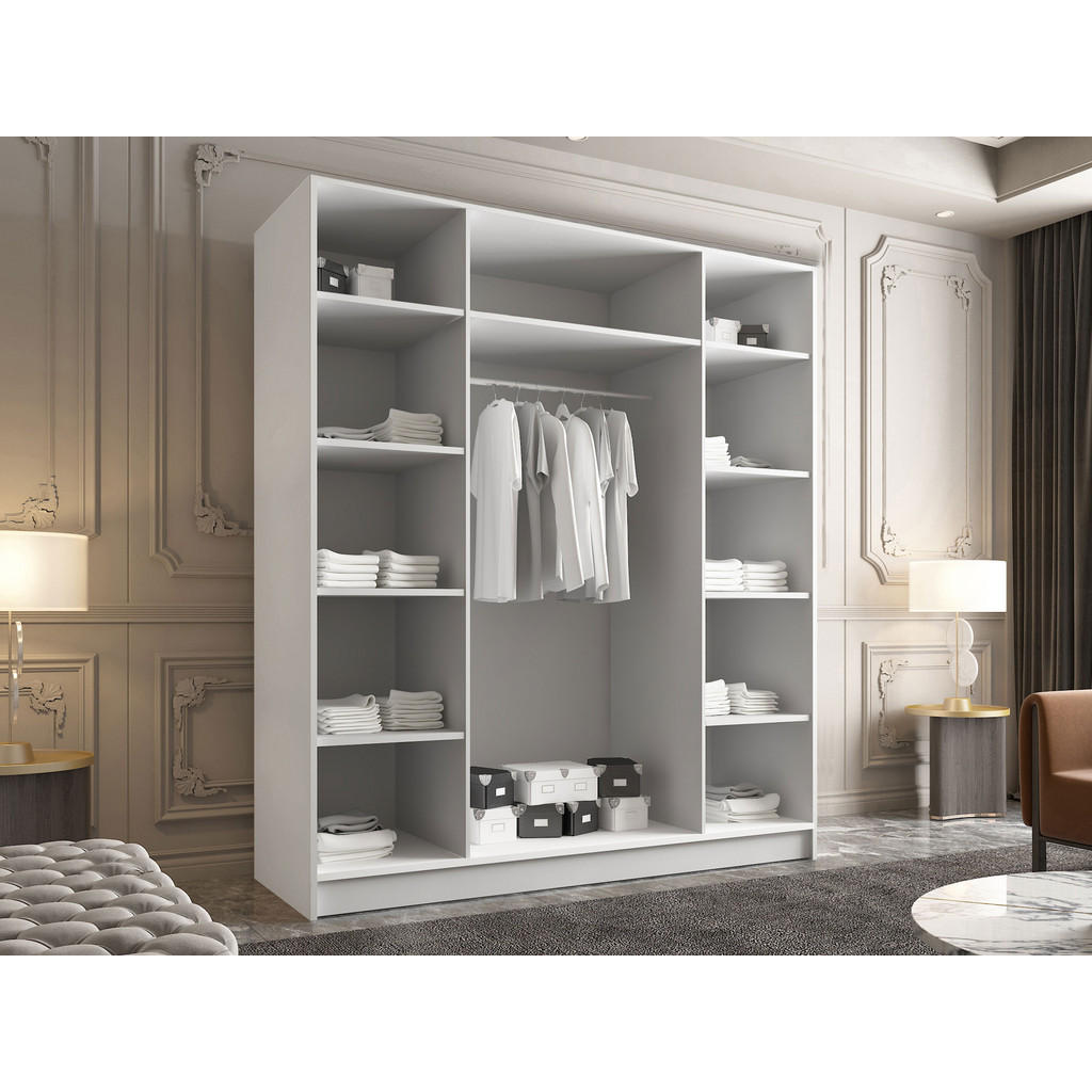 Thumbnail - Mirjan24 Kleiderschrank, Beige, Holzwerkstoff, 9 Fächer, Rechteckig, 200x215x58 cm, Schlafzimmer, Kleiderschränke, Dreht...