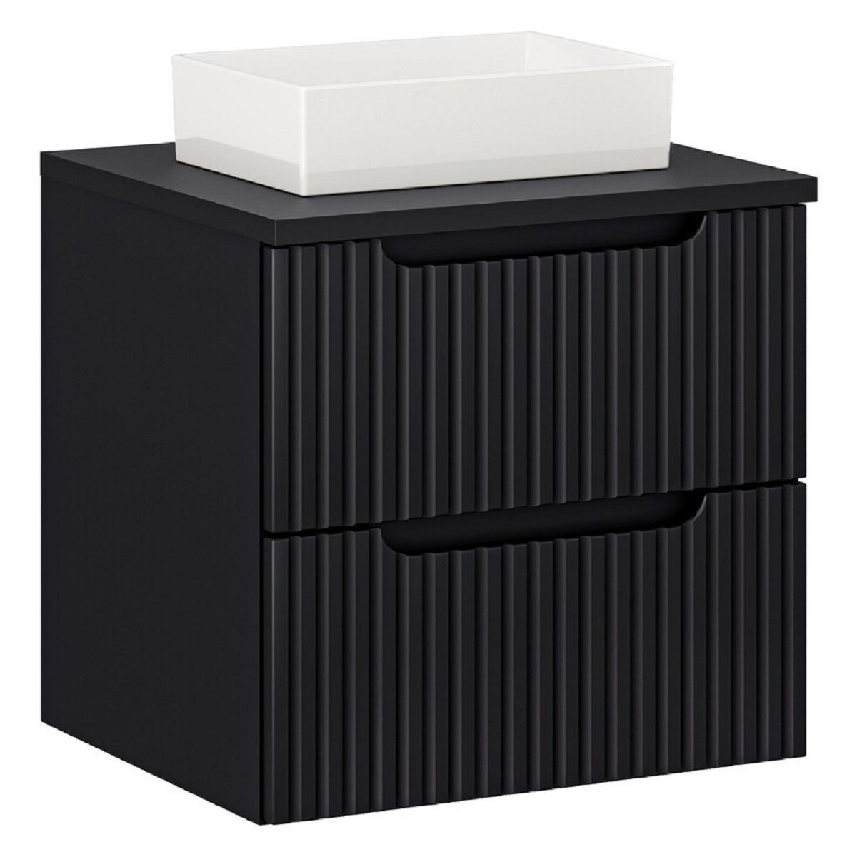 WASCHTISCHKOMBI 50 cm 3 Teile - Nova Black N BM124 in Schwarz/ Evoke EicheBADMÖBEL-SET 5Teile - Nova Black N BM63 in Schwarz/Matt - Schwarz, Holz (50/57/40cm)