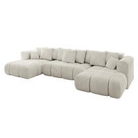 WOHNLANDSCHAFT Ottomane Links CLOUD-U-v1 414x180x40 Hellgrau Cord - Hellgrau, Holzwerkstoff/Kunststoff (414/90/180cm) - ALTDECOR