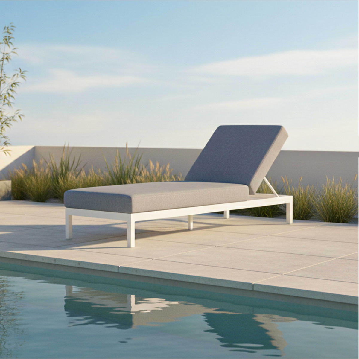 SONNENLIEGE, Weiß - Weiß, Metall (75/74/202cm) - Oviala