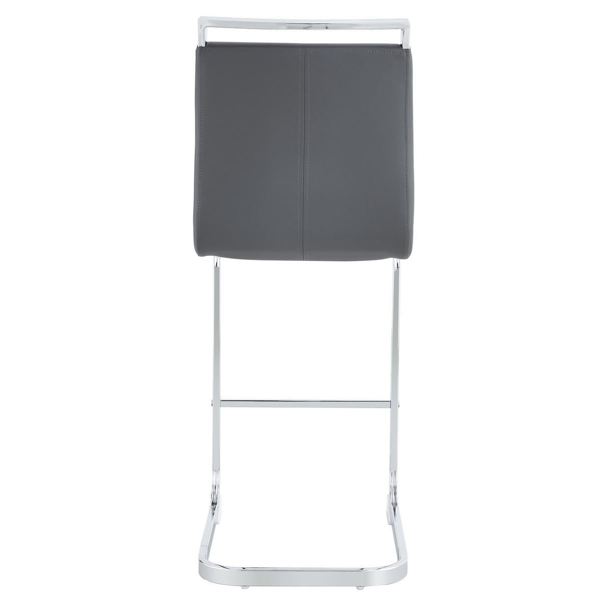 BARHOCKER 2er-Set 96,5 cm PU-Leder Dunkelgrau/Silber - Dunkelgrau, Metall (46.5/96.5/38.9cm) - Meubliv