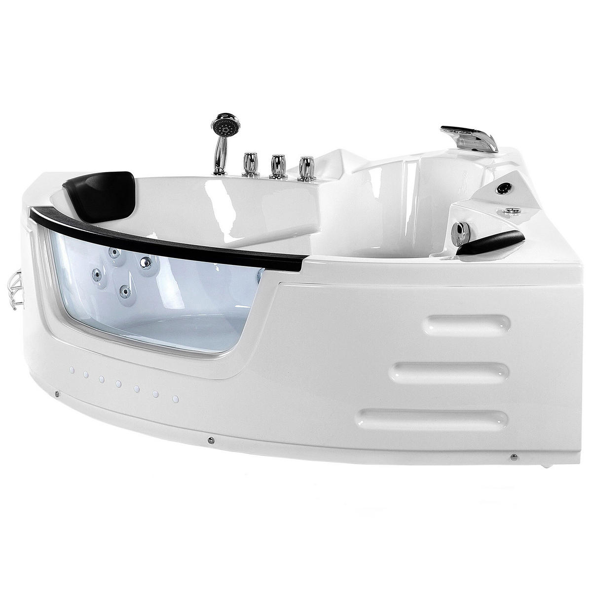 WHIRLPOOL BADEWANNE mit LED 155x214x60 cm weiß Martinica - Weiß, Kunststoff (155/60/214cm) - Beliani