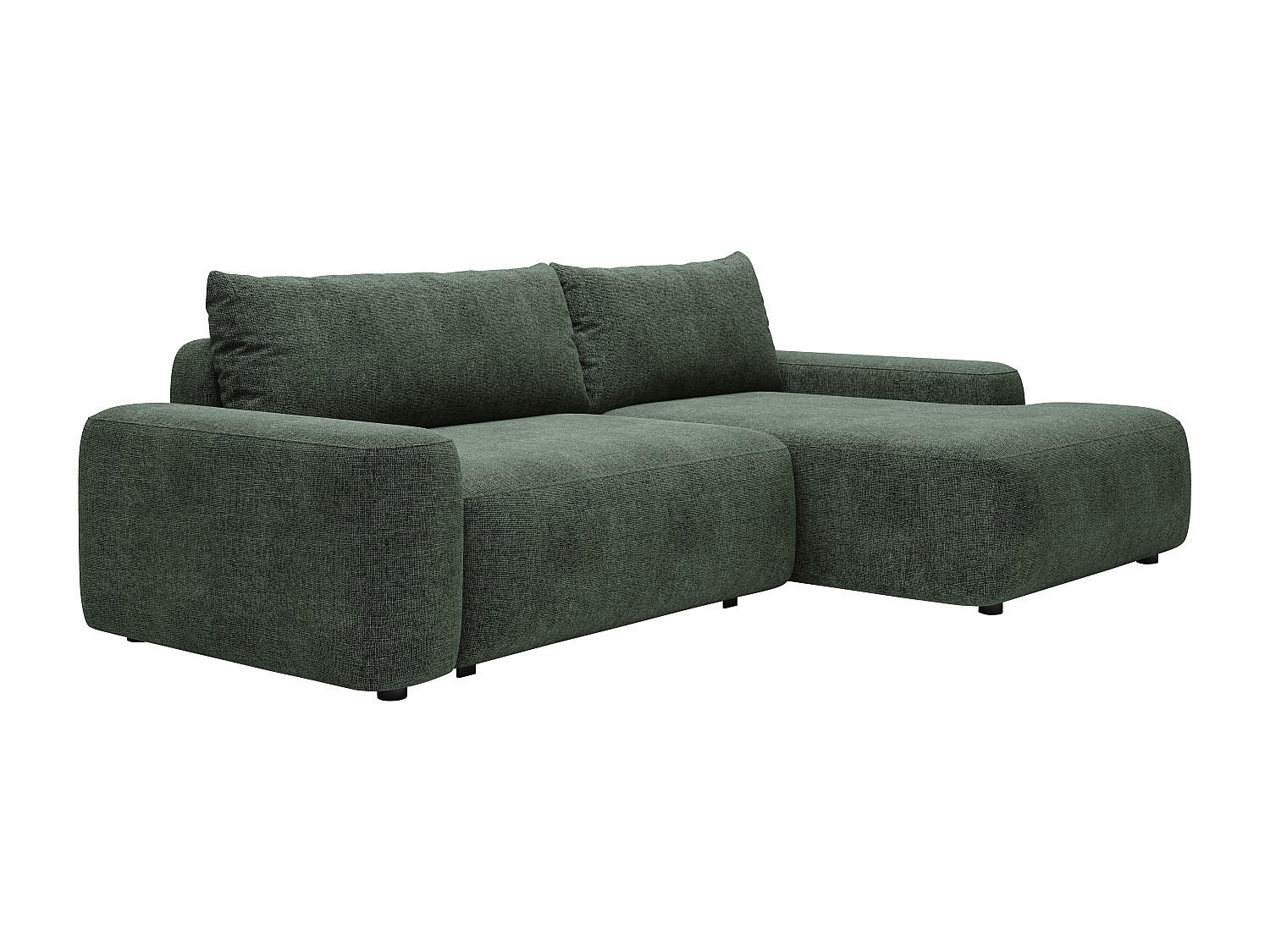 ECKSOFA mit Schlaffunktion - Ecke rechts - Strukturstoff - Grün - DAVISO - Grün, Textil (264/162cm) - Vente-Unique