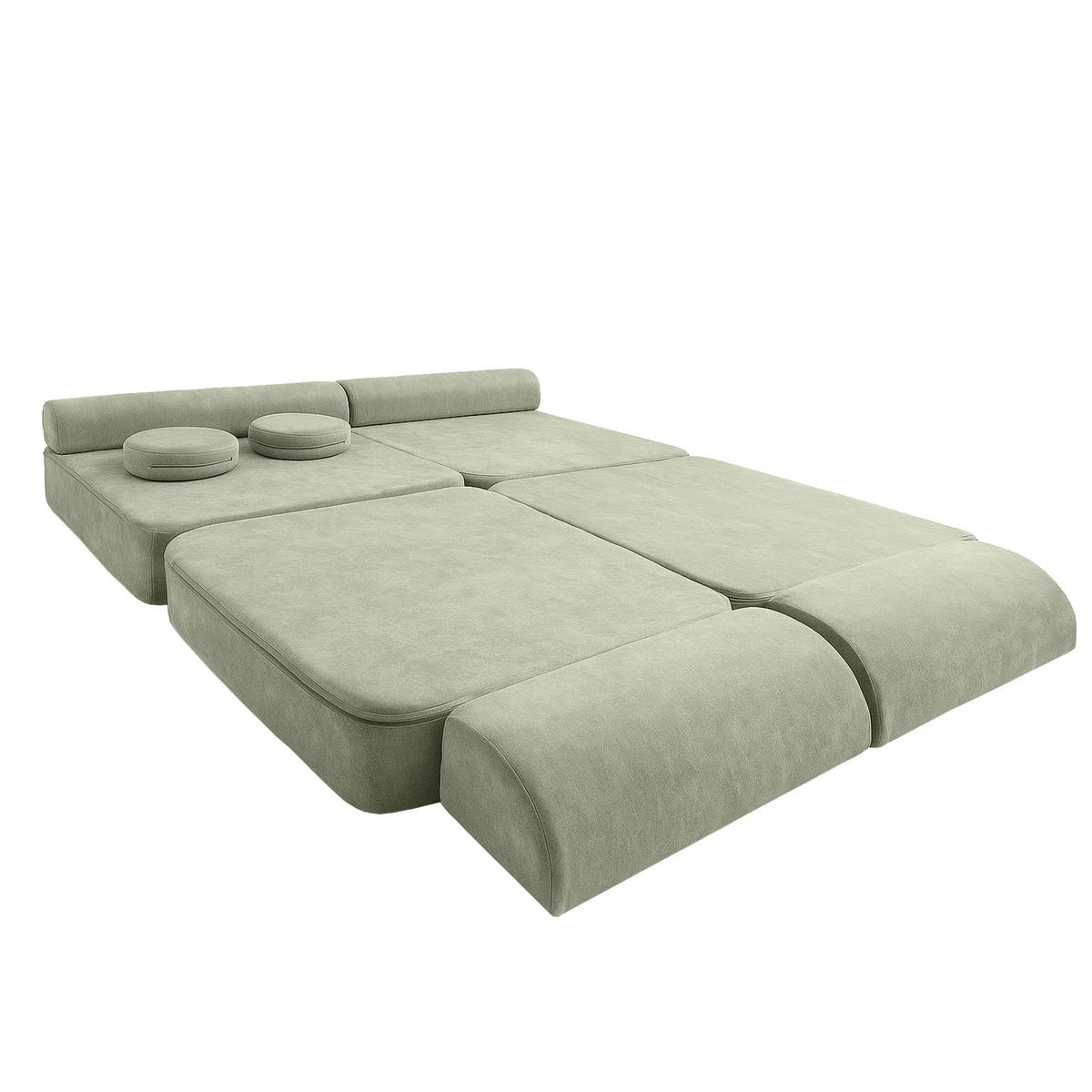 MODULARES Kindersofa aus Schaumstoff – weiches 4-in-1 Spielsofa für Kinderzimmer - Olivgrün, Textil (160/50/76cm) - Bees & Blooms